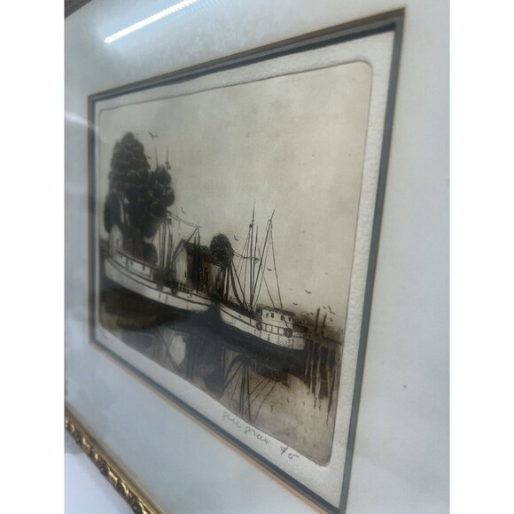 1975 GINGRAS, Gilles Emmanuel "Untitled-Dock" Etching Signed in Pencil 19 of 100 - Picture 8 of 10